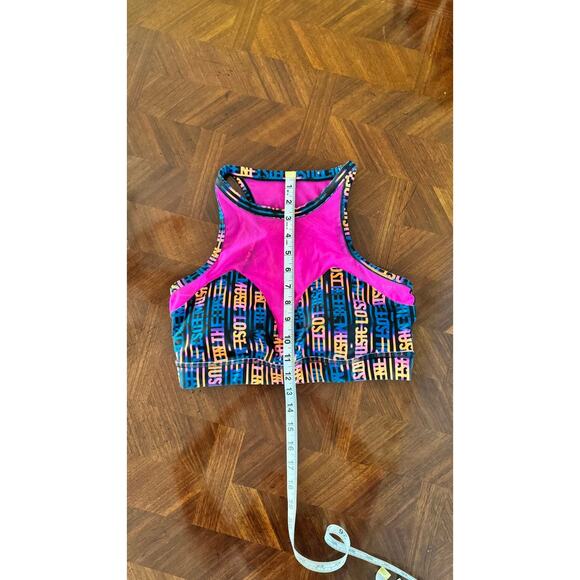 Zumba Wear Neon Pink Mesh Sports Bra and/or Crop Top Graphic Print Size M - Picture 14 of 16